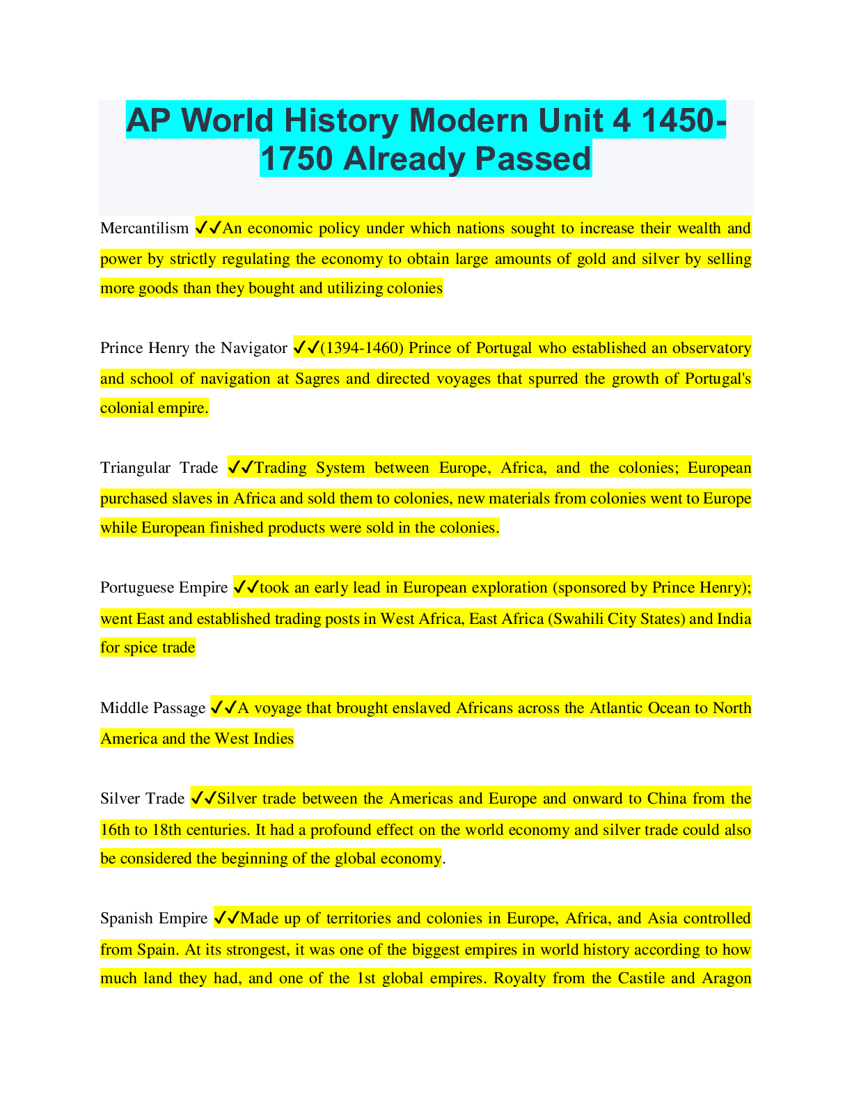 AP World History Modern Unit 1 (1200 1450) Already Passed Browsegrades